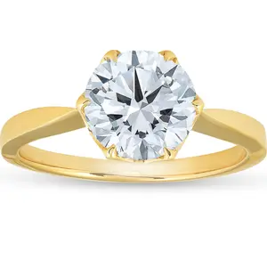 1 1/2 Ct Solitaire Diamond Micro Prong Engagement Ring 14k Yellow Gold Lab Grown