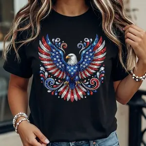WE ARE HEROES American Flag Eagle T-Shirt | Printed in USA Cotton Crew-Neck Patriotic Graphic Tee for Men