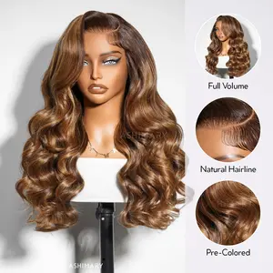 Brown Highlight Ombre 6x4.5 Lace Glueless 250% Body Wave Wig Pre-Everything Salon Style Wig With Baby Hair tiktokshopspringglowup