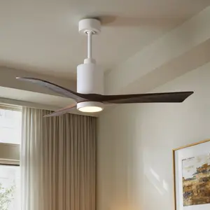 UMC9449 Modern Rustic Indoor/Outdoor Ceiling Fan, 14" (Plus Downrod) H x 52" W x 52" D, Gloss White Finish, Thistmere Collection