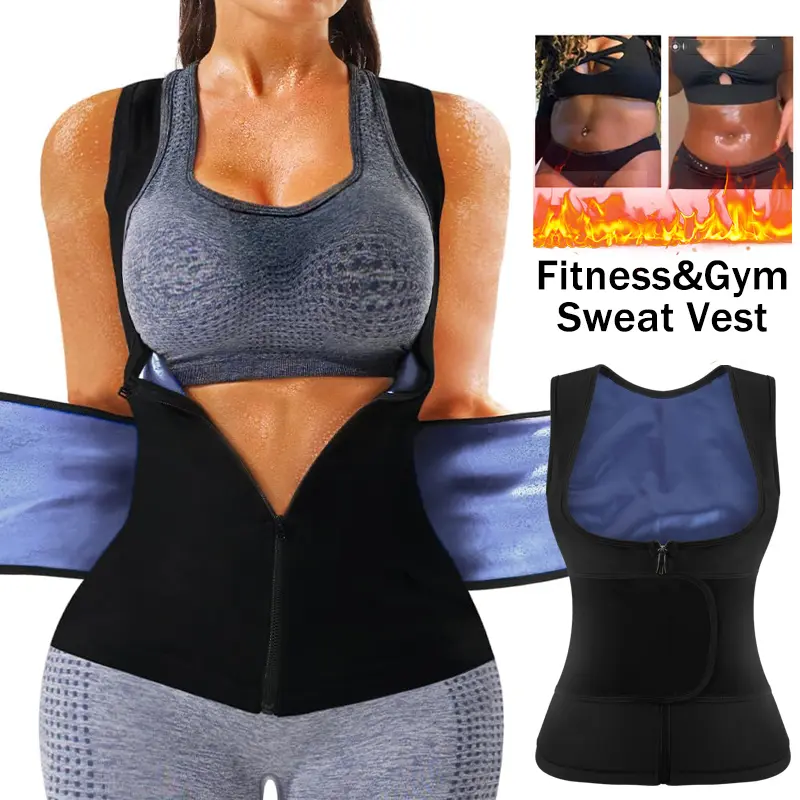 Women's High-Stretch Polyester-Spandex Waist Cincher Vest - Zipper Belt Compression Support, Tummy Control Workout Sauna Suit for Gym Athleisure Sports Top, Sweat Waist Trainer, M, Clothes