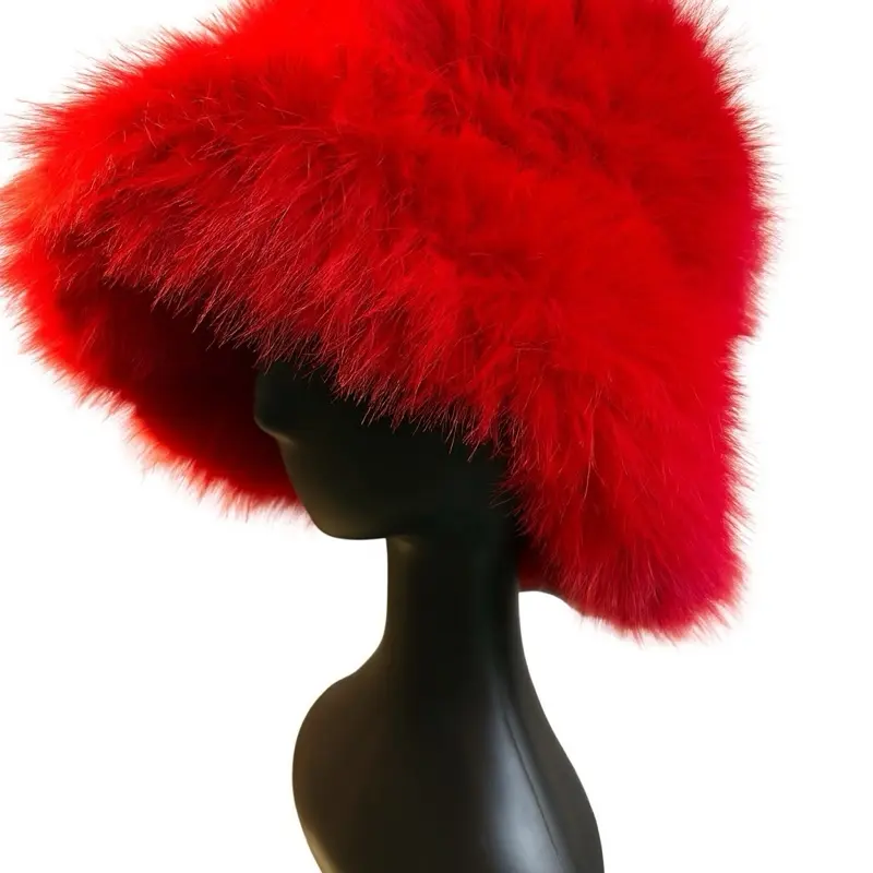 Arctic Cherry bucket Fur Hat - Stylish and Warm Winter Accessory