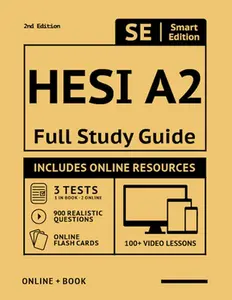 USED-Hesi A2 Full Study Guide 2nd Edition: Complete Subject Review with 100 Video Lessons, 3 Full Practice Tests Book + Online, 900 Realistic Questions, Pl (Paperback)