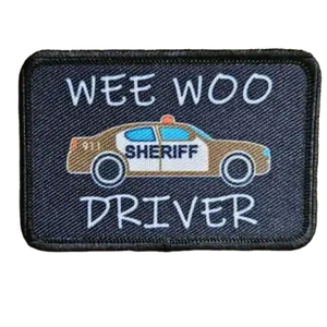 SHERIFF Wee woo driver sheriff department car driver funny  brown version 2"x3" removable morale patch with hook and loop backing
