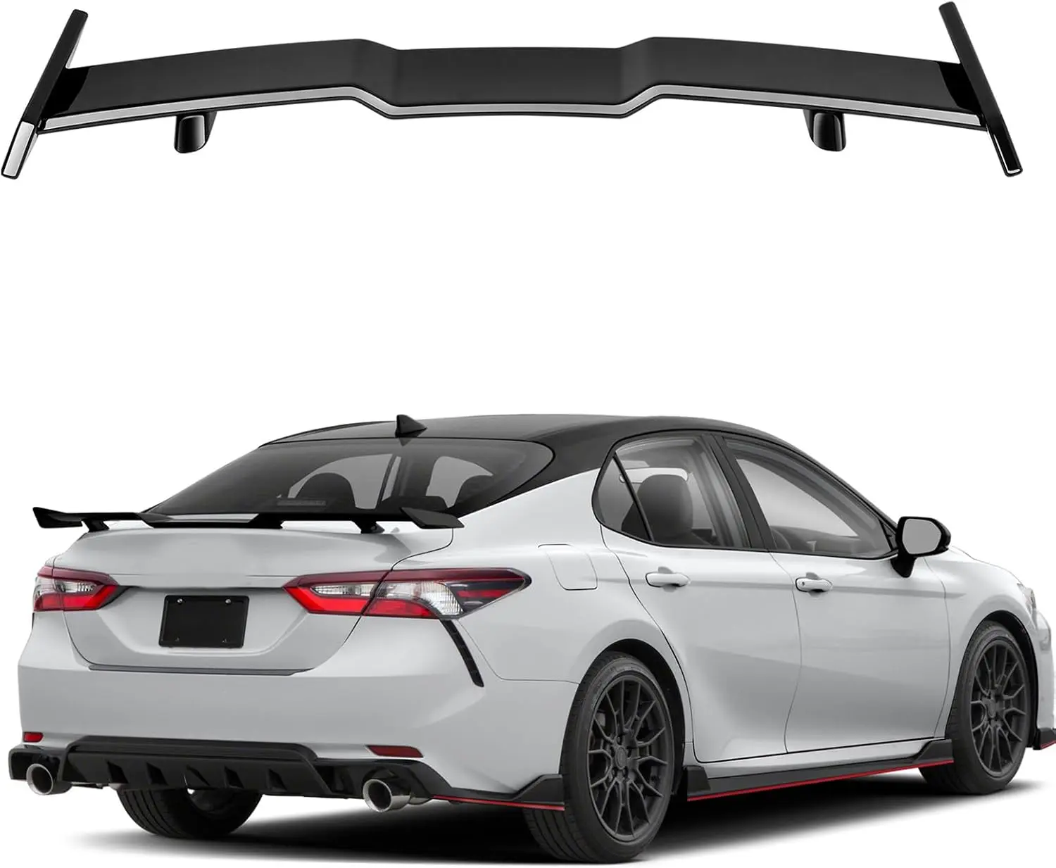 57 in Universal Fit Gloss Black Trunk Spoiler Wing, Auto Rear Spoiler Aleron Compatible with 2018-2022 8th Gen Camry LE SE XLE XSE TRD & 2018-2022 10th Gen Honda Accord