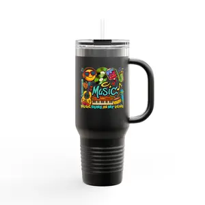 |🎶☕ Music Runs In My Veins Colorful 40oz Travel Mug 🎧✨