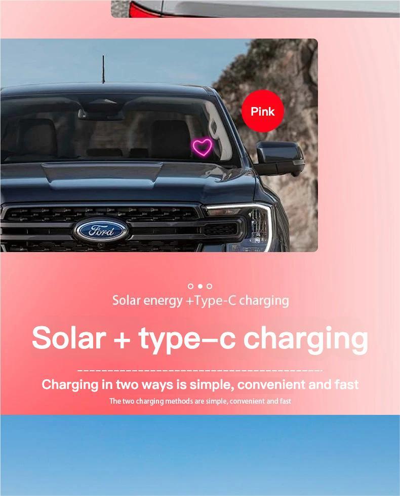 [Holiday Haul] Solar Powered Car Heart Light with Vibration and Light Sensor Multiple Lighting Modes Perfect for Party Gifts and Decorations