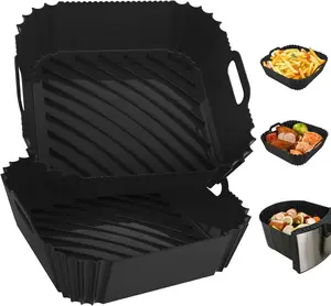 Silicone 2 Pack Reusable Air Fryer Liners 7.1 Inch Square 4-7 QT Air Fryer Basket Mat Silicone Pot Oven Liner Baking Tray