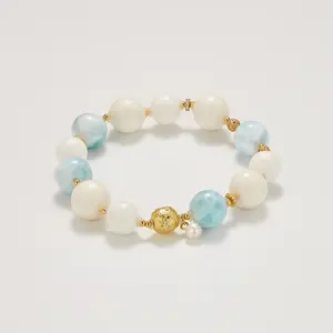 Larimar & White Shell Serenity Bracelet | Calm & Prosperity