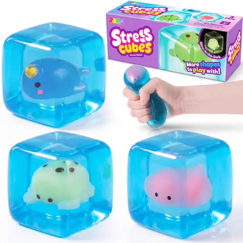 JOYIN 3PCS Glow-in-the-Dark Cube Stress Relief Toys, Glow in The Dark Sensory Toys, Slow Rising Squishy Fidget Sensory Toy, Soft Squeeze Decompression Dough Gift for Adults and Girls Boys, Birthday Gifts, Office Desk Decompression Toy, Party Favors