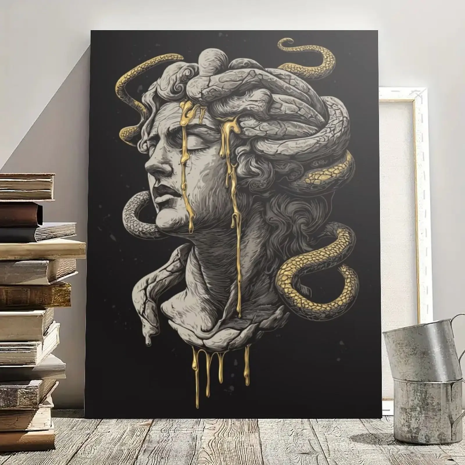1pc Canvas Poster Medusa Canvas Print, Greek Mythology Wall Art, Snake Head Abstract Canvas, Mythology Poster, Ancient Greek Mythology Art Room Aesthetic Poster Gallery Dormitory Bedroom Poster