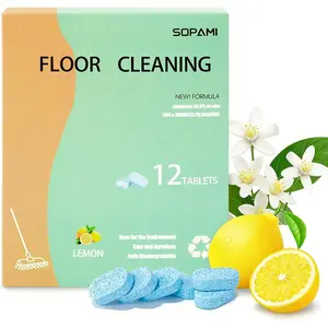 12pcs Solution Tablet Deep Cleans for Multiple Hard Floors, Tile and Vinyl Floors,Suitable With All Vacuums with Mopping and Wet/Dry Vacuum Mop Cleaner lemon Scent