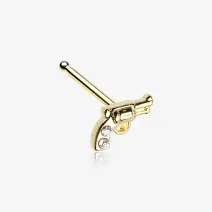 Golden Sparkle Pistol Gun Nose Stud Ring