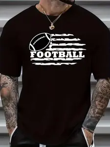 Men'S Plus Size Oversized Loose Fit T-Shirt - Breathable Round Neck Short Sleeve Casual Tee with Graphic Print, & Sporty Design, Machine Washable All-Season Comfort for Casual Attire & Game Day Outfits