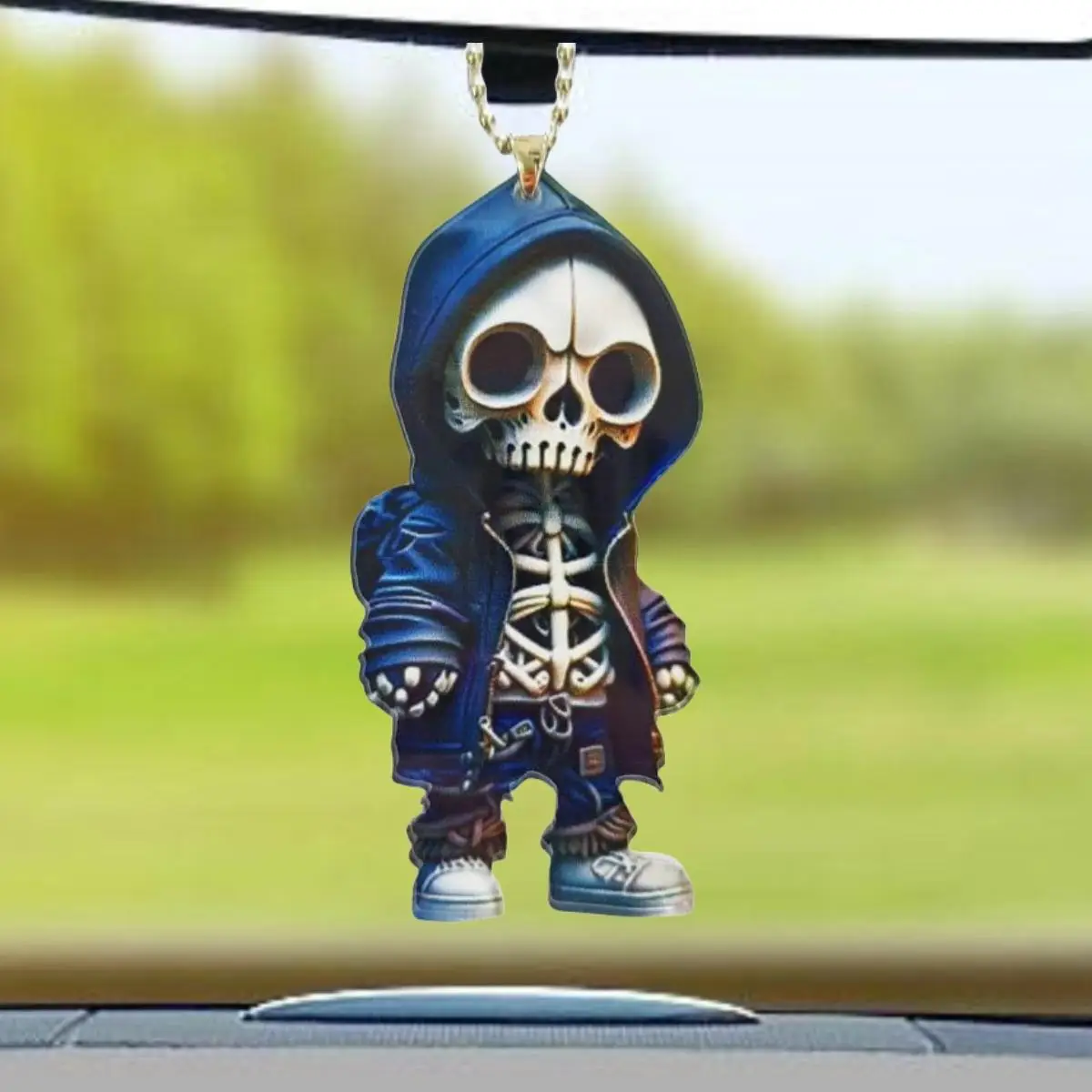 Creative Skeleton Figurine Car Hanging Decoration, Scary Skeleton Design Car Rear View Mirror Hanging Ornament, Car Accessories
