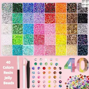 40 Colors Resin Jelly Sequins for Decoration, Multi-Color Flat Bottom Gems for DIY Crafts, Includes 3 Pieces 15ML Jewelry Glue, Diy Jewelry Making