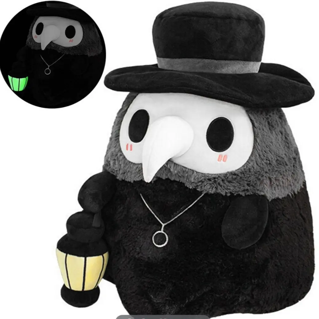 Unisex Steampunk Plague Doctor Luminescent Glow-in-Dark Huggable Stuffed Animal - Cute Collectibles, Aesthetic Room Plush, Halloween Party Decoration Gift, Toys & Hobbies Stuffed Doll