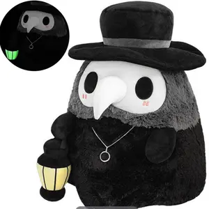Steampunk Plague Doctor Plush Toy Luminous Glow In Dark Doll Halloween Soft Stuffed Plushie Party Decoration Gift