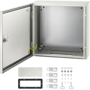 VEVOR NEMA Steel Enclosure, TikTokShopBlackFriday, 16 x 16 x 6\'\' NEMA 4X Steel Electrical Box, IP66 Waterproof & Dustproof, Outdoor/Indoor Electrical Junction Box, with Mounting Plate
