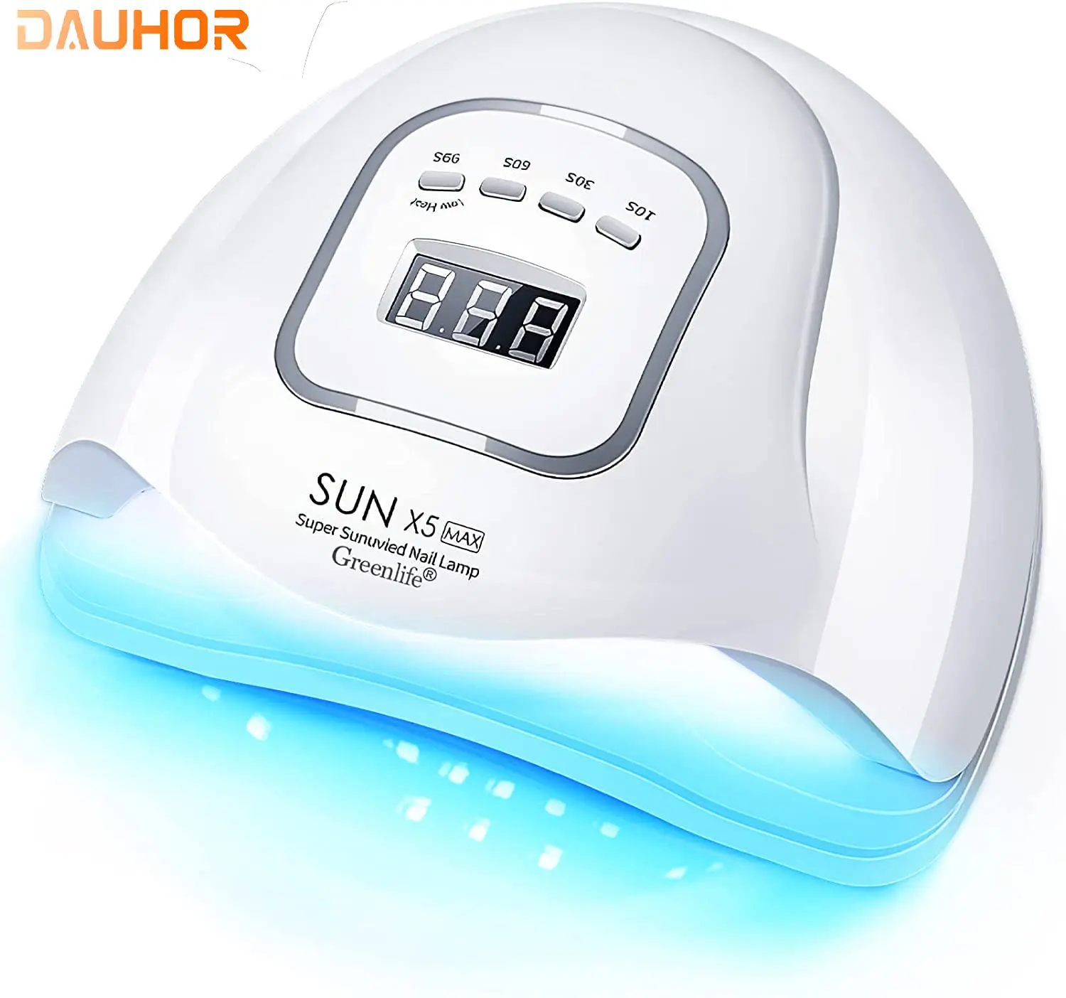 DAUHOR Portable UV LED Nail Lamp, 256W Power, Equipped with 4 Timer Settings, Smart Sensor and 30 Lamp Beads, Suitable for Gel Nail Polish Drying in Home Use and Nail Salons, Detachable Magnetic Base, LED Nail Phototherapy Lamp Manicure
