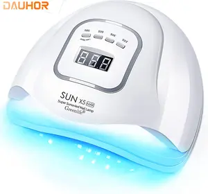 DAUHOR Portable UV LED Nail Lamp, 256W Power, Equipped with 4 Timer Settings, Smart Sensor and 30 Lamp Beads, Suitable for Gel Nail Polish Drying in Home Use and Nail Salons, Detachable Magnetic Base, LED Nail Phototherapy Lamp