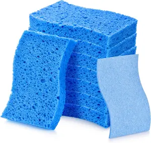8PCS Long-Lasting Premium Blue Non-Scratch Compressed Dish Sponges, Quick-Effective Kitchen Sponges for Kitchen & Bathroom Cleaning, Home Care Scouring Pads