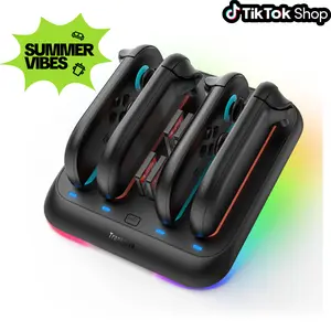 Transnovo Adjustable Charging Pad Compatible with New Switch 2 Joy-Con & Controllers – 4-in-1 Magnetic Fast Charger with 9 RGB LED Indicator, Type-C Cable included- Gaming Stuff ,Summervibes