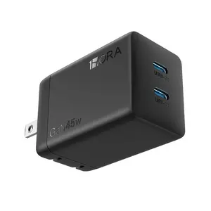 GAR170 GaN 2Port Type-C 45W Super Fast Charging Block Fast Charging Adapter for MacBook iPhone Laptop Samsung Galaxy iPad Android, Fast Chargers, Multi-Port Adapter Chargers