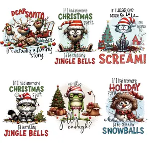 Funny Snowman DIY Vinyl Stickers Set, High-Quality Heat Transfer Decals for T-Shirts, Hoodies, Bags, Christmas Party Decorations