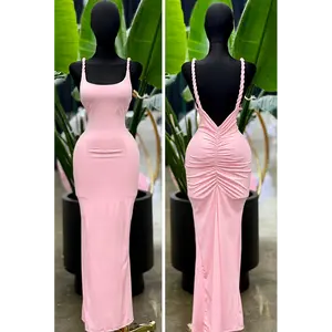 Blush Sculpt Ruched Back Maxi Dress