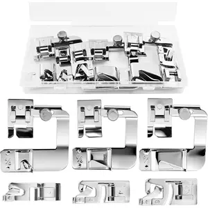Rolled Hem Presser Foot Set [6 Sizes] Wide & Narrow Hemming Foot for Professional Finish Compatible with  Heavy Duty,  & Low Shank Machines