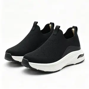 Men's Casual Slip-On Footwear - Breathable Knit Platform Trainers, Comfortable Sports Shoes for Walking