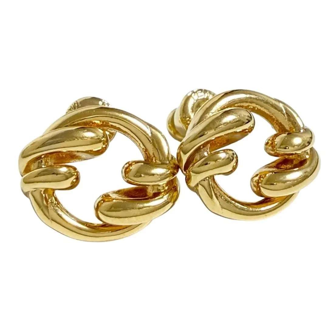 Pre-owned FENDI Gold-plated Small Leather Goods Fiore Earrings