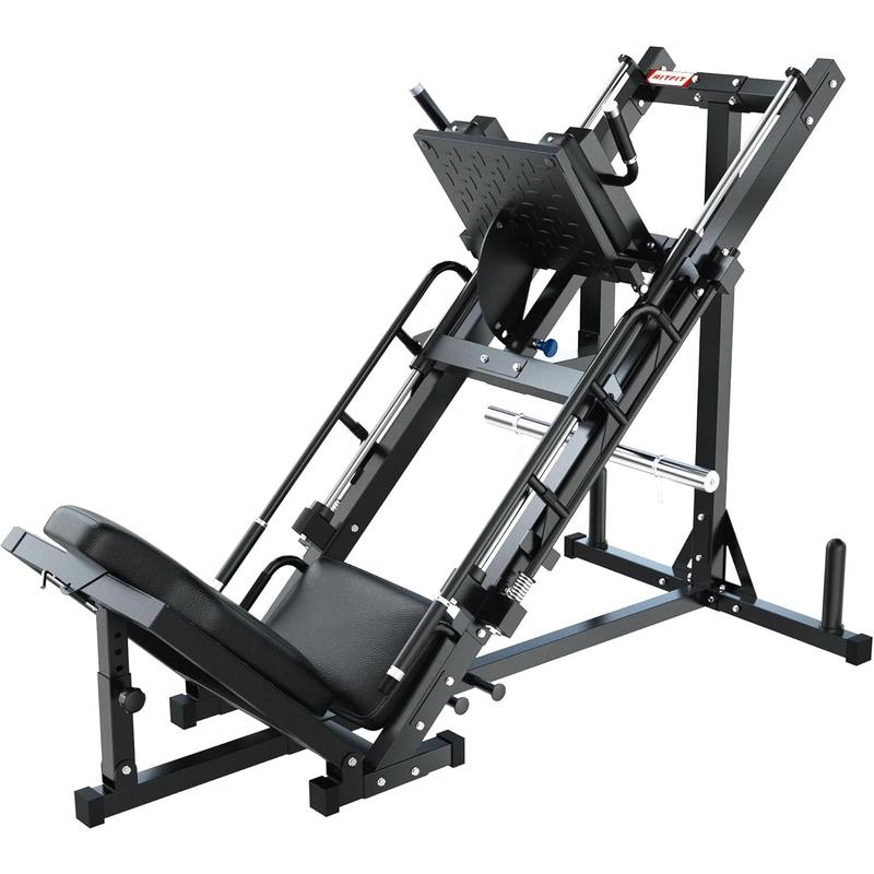 RitFit Leg Press Hack Squat Machine, Professional Adjustable Leg Press Machine for Home Gym with Linear Bearing, Specialty Hack Squat Machine for Full Lower Body Workout with Weight Storage Posts