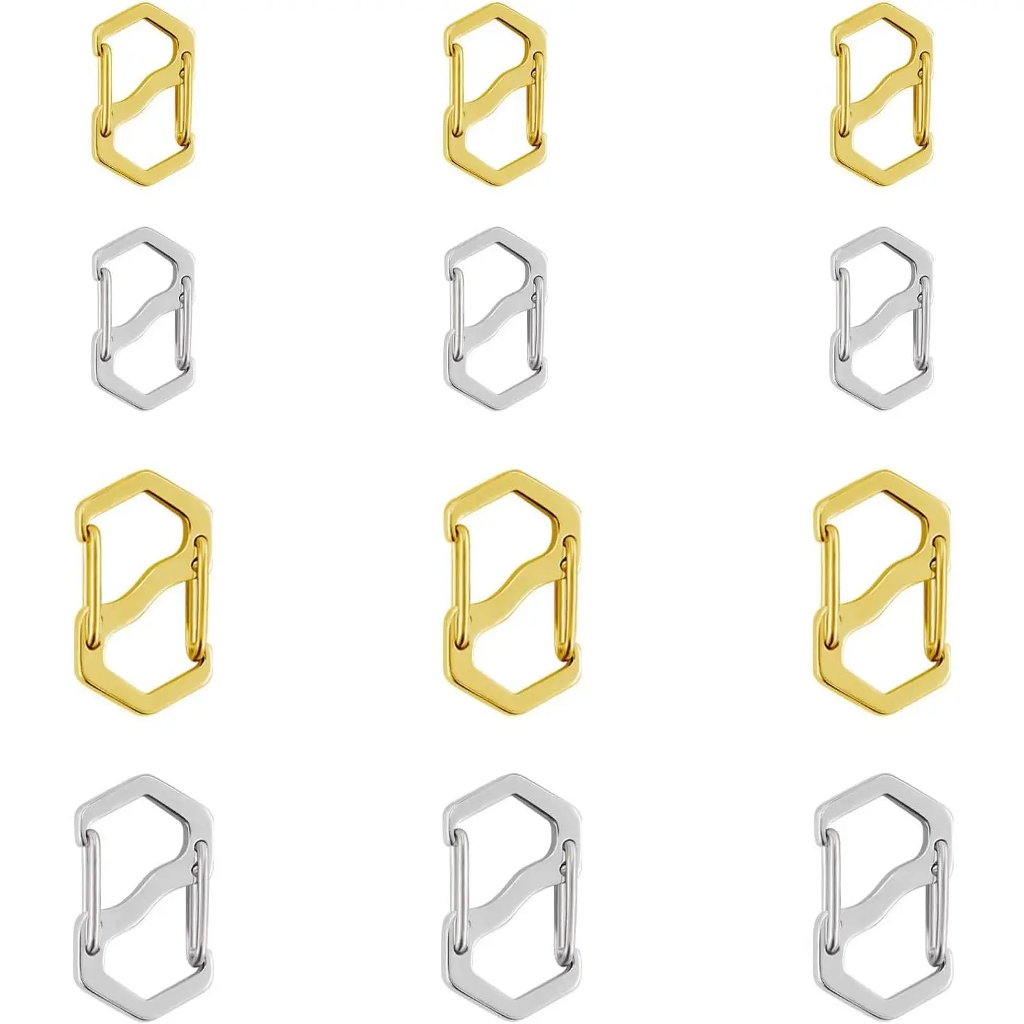 DIY Beading Jewelry Making Stainless Steel Double-Opening S-Lock Adjustable Clasp Chain Necklace Shorteners, Gold & Silver Jewellery Connectors (3S+3M Gold, 3S+3M Silver)