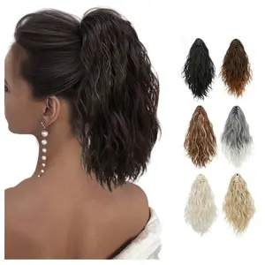 Pontail Extension Claw Clip Ponytail Extension Short Claw Ponytail Hair Clip 12inch Synthetic Hair Wavy Claw Clip Ponytail Extension Synthetic Fake Pony Tail Resistant Haiepiece Pony Natural Hair Ponytail Extension Claw Woman Daily Use Party