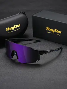 ReyDix 1 Piece Unisex Half Frame Sunglasses, Lightweight Durable Sunglasses, Polarized Framed Square Sunglasses UV400, Eye Catching Colors, Summer Sunglasses