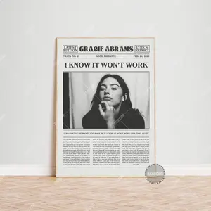 Gracie Abrams Retro Newspaper Print, I know it won’t work Poster, Good Riddance Poster, Lyrics Print, Gracie Abrams Poster No Frame