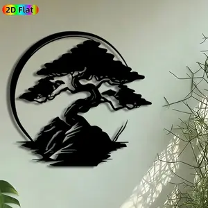 1pc Bonsai Tree Metal Wall Art, Zen Bonsai Mural, Artistic Metalwork, Intricate Craftsmanship, Art Wall Decoration, Home Decor Accessory, Perfect for Chinese New Year, Housewarming, Home Decor, Ideal Gift for Zen Decor Enthusiasts