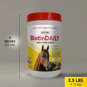 Durvet Biotin Daily Horse Hoof Care 2.5 lb Apple Flavored Pellets for Optimum Nutritional Support and Healthy Hooves