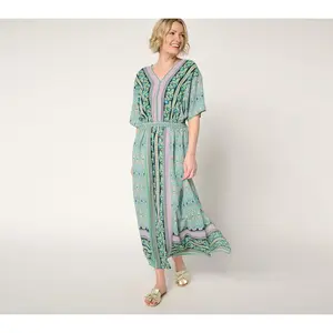 Belle Boho by Kim Gravel Petite Lotus Sunrise Border Maxi Dress