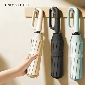 Full Automatic Ring Hook Umbrella, Large Thick Reinforced Hanging Foldable Rain and Sunny Dual Use Windproof Fishing Umbrella