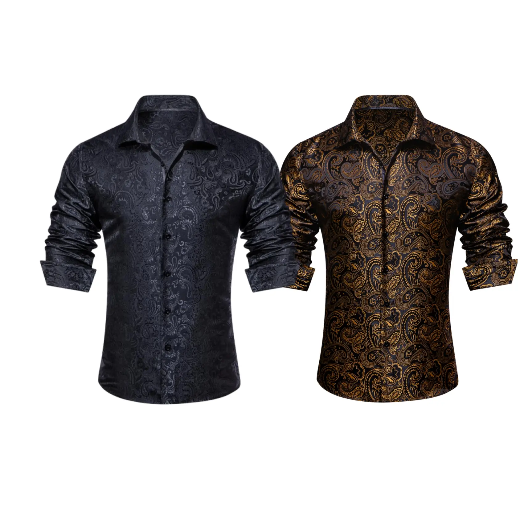 AILISUS Men's 2PC Summer Paisley Jacquard Wrinkle Free Shirts Long Sleeve Casual Dress Shirt Regular Fit Classic Collared Button Down Shirts for Beach Vacation Wedding Party Dating Prom Men Tops,back to school,back to school shopping