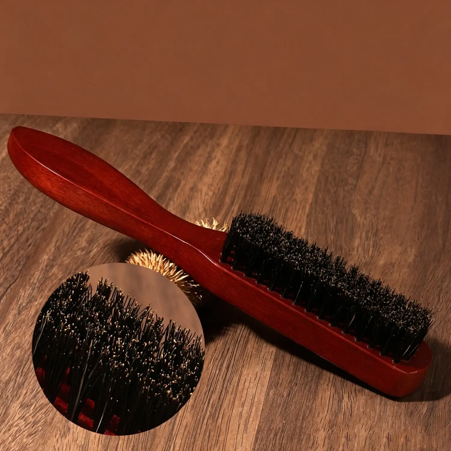 Unisex Boar Bristle Hair & Beard Brush - Fragrance-Free Professional Hairstyling Barber Brush, Suitable For Thick/Thin Hair, Can Clean Hair And Trim, Create Smooth Hairstyles