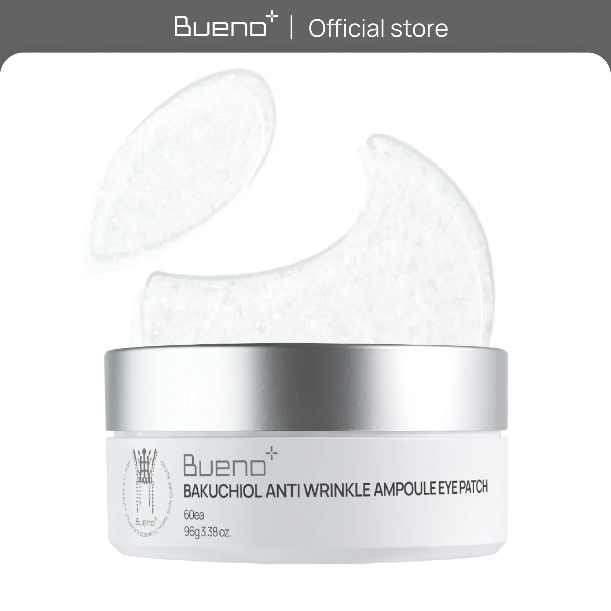 Bueno+ Bakuchiol Anti-Wrinkle Ampoule Eye Patch 60 Patches for Puffy Eyes & Dark Circles with Bakuchiol & Retinol Korean Skin Care