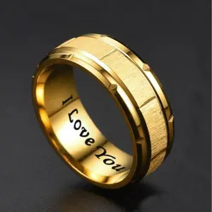 Love ring, gold plated men's ring, engraved with the words I love you for both men and women, engagement ring, daily wear