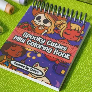 Spooky Cuties Mini Coloring Book Bundle - 40 Pages each on Thick Cardstock - Easy Bold Simple Designs - Perfect for All Ages & Skill Levels - Therapeutic Coloring for Kids Teens Adults