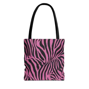 Pink Zebra Print Tote Bag, Trendy Shopping Bag, Animal Print Beach Bag, Fun Gift for Her, Stylish Eco-Friendly Bag, Chic Everyday Tote