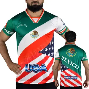 Fox & Fury Mexico USA Soccer Jersey – Unisex Mexican-American Flag Shirt for Men & Women – Patriotic Sportswear for Soccer, Festivals & Fitness