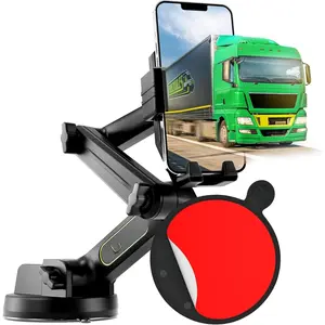 Cell Phone Mount for  Phone Holder for  Drivers - Heavy Duty Suction Cup + Dashboard Pad,  Holder for Dashboard Window 16.9 inch Long, for  & , Commercial Trucker, Black